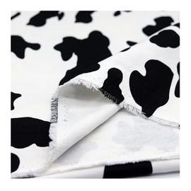 Cow Print Fabric Black and White Cotton Fabric Twill Fabric with Animal Print Craft Fabric Material for DIY Crafts, Coats, Skirts, Home Textiles (Width: 1.5m)(Size:1m)