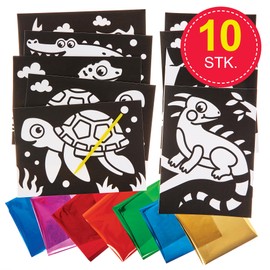 Baker Ross FN195 Reptiles Foil Pictures - Pack of 10, Arts and Crafts Foil Colouring Pictures from Building Kits