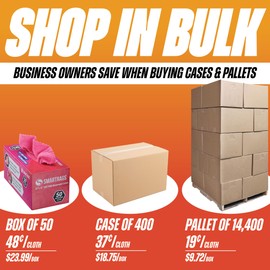 Arkwright Smart Rags in Box - (Pack of 50) 180 GSM Lint Free Cloths, Reusable Microfiber Rags for Cleaning, Dusting at Home, Office, Auto Shops, 12 x 12 in, Pink