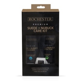 Rochester Premium Suede + Nubuck Care Kit, Shoe Cleaner Assortment with Suede and Nubuck Protector, Cleaner, and 4-Way Deluxe Shoe Brush, Shoe Care Accessories
