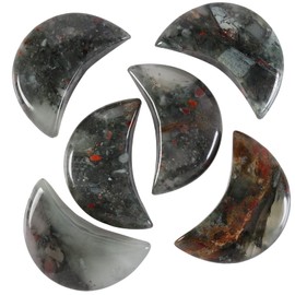 Amogeeli 6pcs Crescent Moon Shape Healing Crystal Palm Pocket Stone for Reiki Meditation, Polished Stones for Home Decor Jewelry Making, Africa Bloodstone