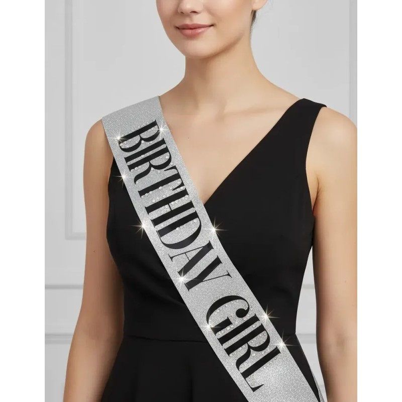 Feliz Cumpleaños Corona Y Faja Para Mujer Diademas Fiesta Plata