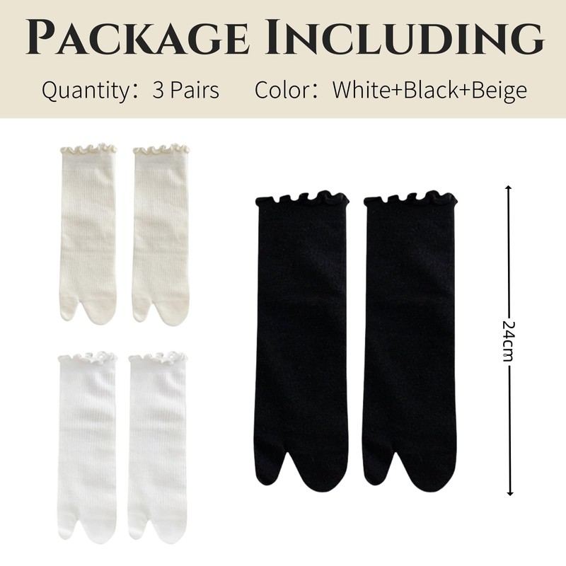 SamHeng Tabi Flip Flop Socks for Women 3 Pairs Cotton
