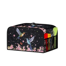 Tutolipy Slow Cooker Cover Pot Dust Cover Kitchen Appliances Protector, Waterproof Dust Cover with Mesh Pocket for Cooker Accessories, Hummingbird Peach Blossom