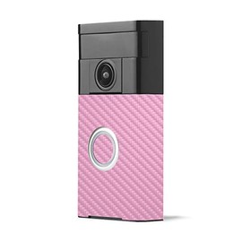 MightySkins Carbon Fiber Skin for Ring Video Doorbell - Pink | Protective, Durable Textured Carbon Fiber Finish | Easy to Apply, Remove, and Change Styles | Made in The USA