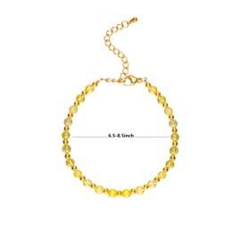 ZKJTEARY 4mm Citrine bracelet for Women Men 18k gold plated Beads Natural Stone Real Crystal bracelet Gemstone bracelets Citrine Jewelry for Women Men (citrine, 4mm)
