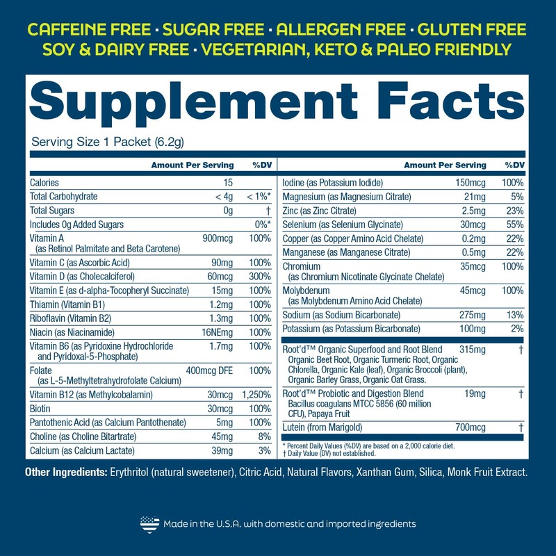 Root'd Multivitamin Powder with 3X Electrolytes for Men - 24