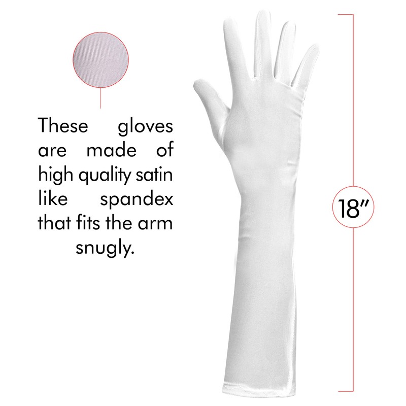 Skeleteen Long Opera Gloves White Roaring 20's Party Satin Fancy