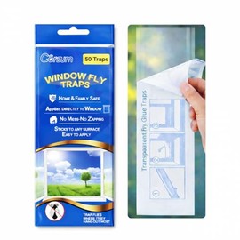 Garsum 50 Pack Window Fly Traps Indoor, Fly Paper Bug Sticky Strips, House Fly Killer Window Decal Non-Toxic