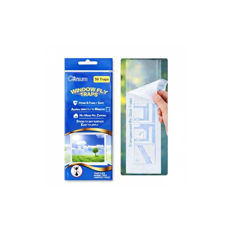 Garsum 50 Pack Window Fly Traps Indoor, Fly Paper Bug