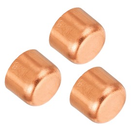 PATIKIL 5/8 Inch ID Copper Cable End Cap 3 Pack Copper Fitting Cap Welding Plug Solder Connector for Plumbing HVAC Air Conditioner