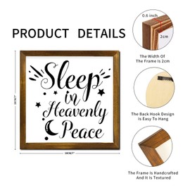 Framed Wood Sign Plaque Sleep in Heavenly Peace Wood Wall Plaque Positive Inspirational Quote Wood Framed Sign Family Quote Vintage Wall Hanging Art Plaque for Living Room Kitchen