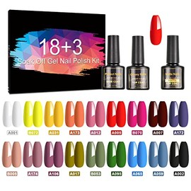 CHARMNAIL 21 Pcs 8ml Semi-Permanent Nail Polish, UV LED Gel with Base Coat and Glossy & Matt Top Coat, Professional Gel Polish Kit