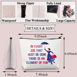 PLITI Mary Umbrella Makeup Bag Mary Musical Fans Gift for in Every Job That Must Be Done There Is an Element of Fun Gift (in Every JobU)