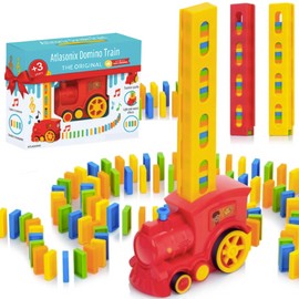 Atlasonix Domino Train - Domino Train for Kids, Automatic Truck Set, Toys for Autistic Kids Ages 3-5, Montessori Toys, Educational Toy, Birthday Present for 3-5 Year - 220 Blocks