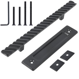 Eumtenr Solid Brass Sliding Barn Door Handles Set, 12 Inch Heavy Duty Two-Side Design, for DIY Sliding Barn Door Handle Gates Garages Sheds Furniture - Black Finish