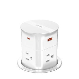 Pop up Outlet for Countertop with PD 20W USB C Fast Charging,3.15" Desk Grommet Power Station,4 Outlets,4 USB,Kitchen Island Pop Up Electrical Outlet, Office Power Supply