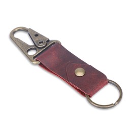 Antiq Leather Valet Keychain with Belt Loop, Tactical HK EDC Clip Fob Keychain, Key Holder, Key Case for Men and Women (Red)