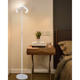 SIBRILLE White Floor Lamp, Modern Stepless Dimmable Standing Lamp 3000-6000K, 20W LED Rotatable Reading Tall Lamp, Touch & Remote Control Uplighter Floor Lamps for Living Room Bedroom Office
