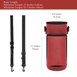 Linkidea Water Bottle Carrier with Strap Compatible with YETI Rambler Bottle 18oz, Yonder Bottle 600ml/20oz, Insulated Waterbottle Sling Bag, Shoulder Strap with Phone Pocket (Red)