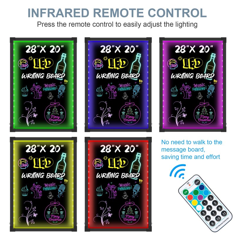 LED Message Board, 28"x20" Flashing Neon Effect & Remote Control,