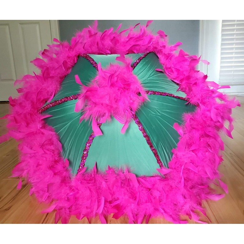 New Orleans Pink and Green Sorority Second Line Umbrella- Dark