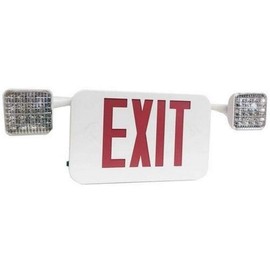 Morris 73462 LED Square Rotatable Head Combo Exit Emergency Light Red LED White Housing