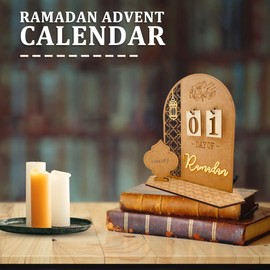 Ramadan Advent Calendar, Wooden Countdown Calendars Decorations,30 Days Til Eid, Rustic Ramadan Calendar, Elegant Ramadan Decorations for Home,Ramadan Gift for Kids, Ramadan and Eid Decor