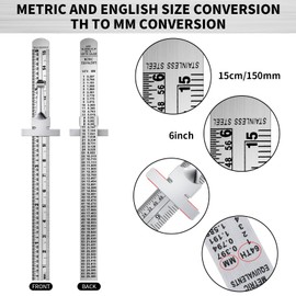6 Inch 15 cm Pocket Ruler Flexible Precision Stainless Steel Ruler with Detachable Clips Stainless Steel Pocket Clip Scale Gauge Ruler Metric British System (15 Pieces)