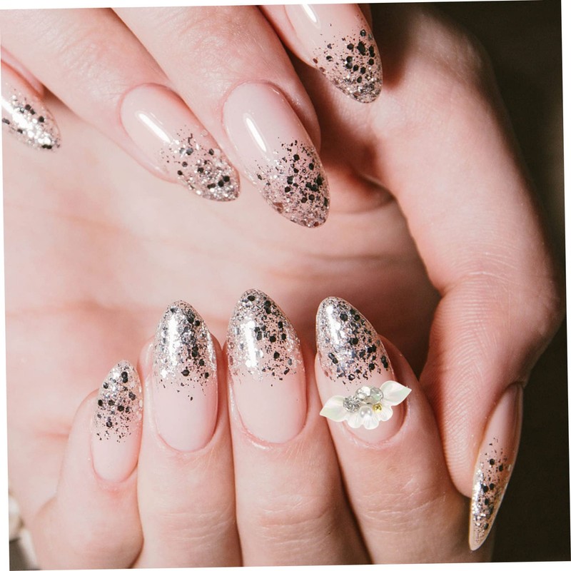 IWOWHERO 15Pcs Nail Charms with Pearls Rhinestones and Flower Studs