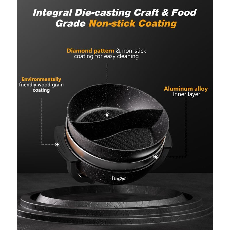 6L Dual-Sided Electric Hot Pot with Cool-Touch Handles, 1100W Adjustable