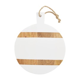 Mud Pie Wood Trivet, White, 11" x 9"