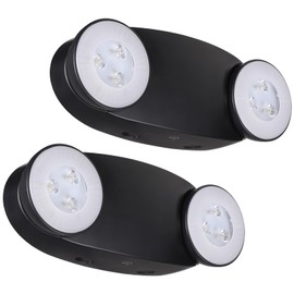 TORCHSTAR High Output LED Emergency Light, UL Listed, 800lm, AC 120-277V, Commercial Emergency Lights with Battery Backup, Two Adjustable Heads, Hardwired Exit Light Fixtures, Black, Pack of 2