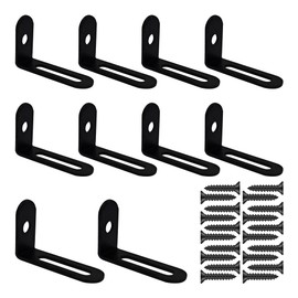 PDETVEO 10 PCS Adjustable L Brackets, Heavy Duty Corner Brace Iron 90 Degree Brackets, Slotted Metal Corner Braces for DIY Furniture/Shelves (Black, 38 x 24x 12mm/1.5" x 0.94" x 0.47")