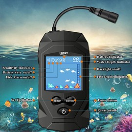 LUCKY Marine Portable Fish Finder Transducer Fishing Kayak Depth Finder Display Sensor Sonar Fish Finders Boat FL068