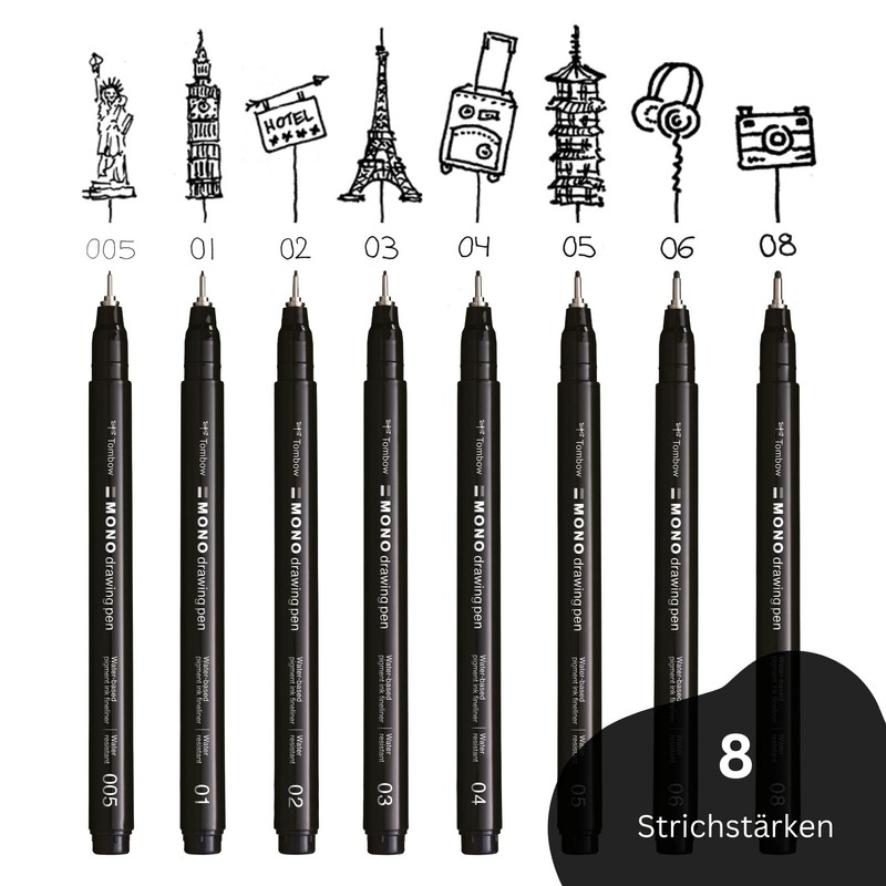 Tombow WS-EFL-H-08 Mono Drawing Pen Fineliner Line Width 08 Approx.