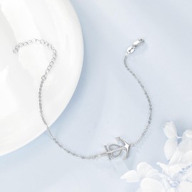 ANGSAU Anchor Bracelet Sterling Silver Faith Hope Charity Bracelets Heart Cross Anchor Jewelry Birthday Gifts for Women