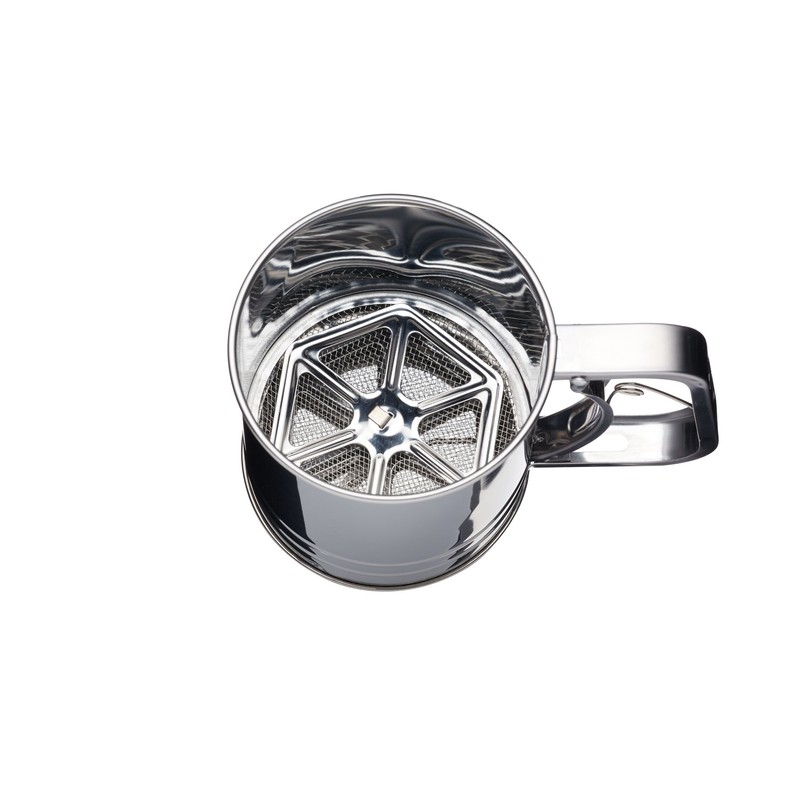 KitchenCraft Flour Sifter with Handle and Trigger, Stainless Steel, 3