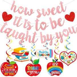 How Sweet it is to be taught by You Banner Teacher Appreciation Banner Teacher Appreciation Decorations with Teacher Appreciation Hanging Decorations for Teachers Day Party Decorations
