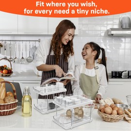 TOPITOP 2 Pack of 2 Tier Under Sink Storage Organizer for Bathroom, kitchen sink organizer under cabinet, Pull Out Eustatian and Make Up Cabinet undersink organizers bathroom with Movable Dividers…