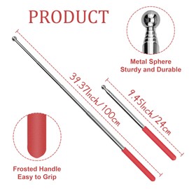 2 Pack Teacher Pointer Stick for Whiteboard - Telescopic Classroom Pointer with Comfortable Grip Handle, Retractable Presenter Tool for Teachers, Kindergarten, Presentations (Red and Black)