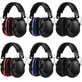 Yunsailing Yunsailing 6 Pcs Ear Protection Noise Reduction Headphones Nrr 28db Safety Hearing Ear Muffs Shooting Gun Range Mowing(Red, Black, Blue)