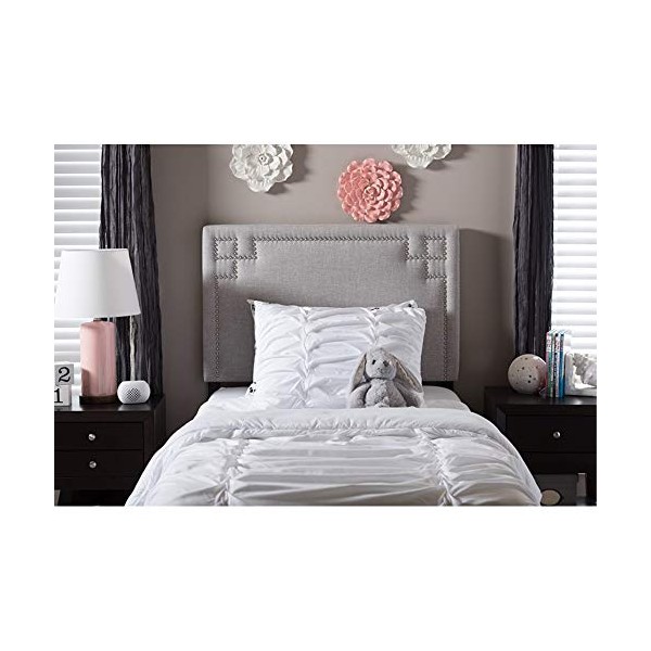 Baxton Studio Geneva Modern and Contemporary Fabric Upholstered Headboard Beige/Twin