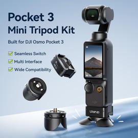 ULANZI Pocket 3 Mini Tripod Kit for DJI Osmo Pocket 3 Accessories w Quick Release, Type-C Full-Function Port Charging Adapter Base for DJI Osmo Pocket 3 with 1/4 Screw Hole(PK-08 & PK-11)