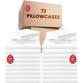 Belem Bulk Pillow Cases(72 Pack) -King Size Zippered Pillow Protectors(21x37) -Polycotton White Pillow Cases Bulk -300 TC- Bedding Essentials -Ideal for Hotels, Hospitals, Vacation Rentals