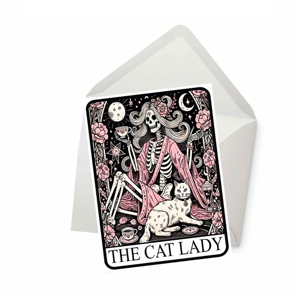 PICTURE THIS PRINTS The Cat Lady Tarot-Themed Greeting Card, Skeleton