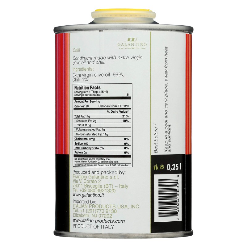 GALANTINO Chili Pepper Extra Virgin Olive Oil, 8.45 FZ