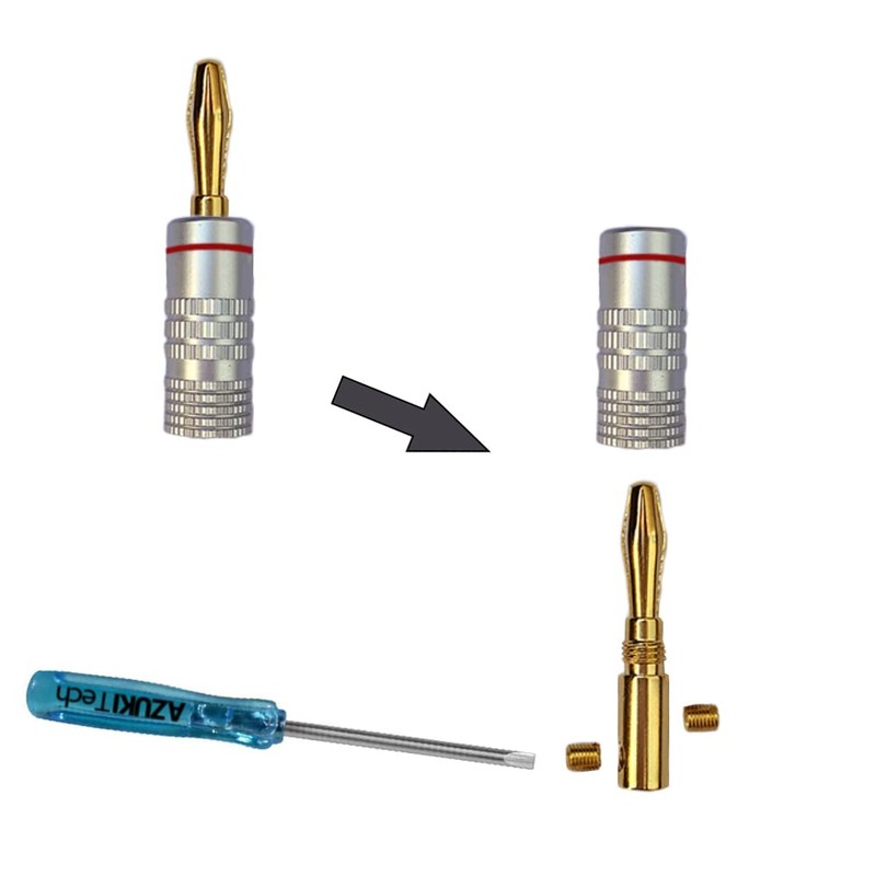 24K Gold Plated Banana Plugs Set of 14 with Screwdriver