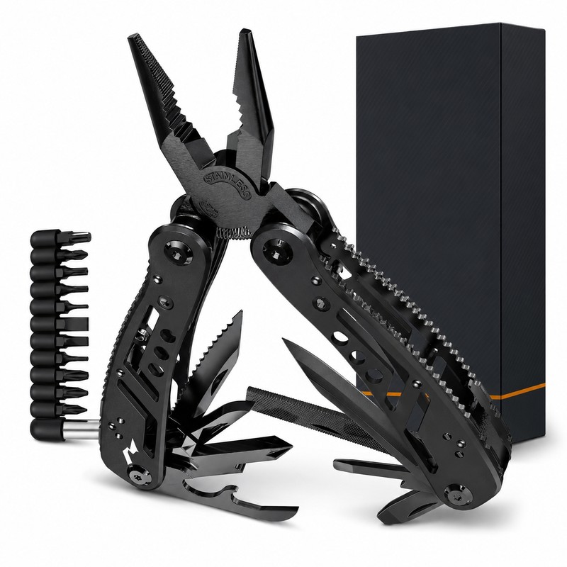 24-in-1 Stainless Steel Multitool for Repairs – Compact Pliers, Wire
