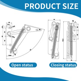 1 Pair Lift Up Flap Top Hinge, 80 Degree Folding Spring Hinges with 12 Screws, 4kg Loading Sofa Bed Lifting Hinges, Heavy Duty Lift Up Hinge for Wardrobe, Cupboard, Furniture Industry Standard